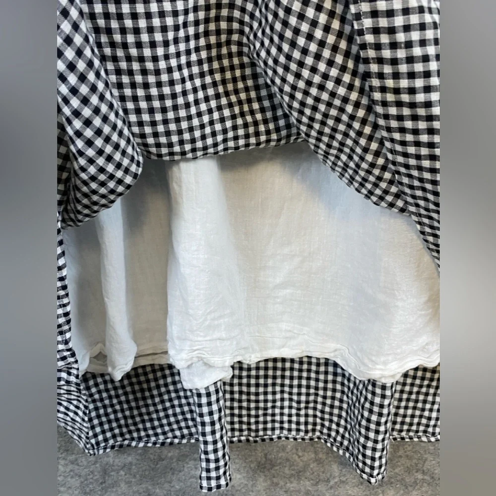Andree By Unit Dress Size 3X Black White‎ Gingham Ruffle Above Knee Tie Waist